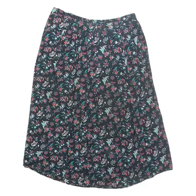 CANDA Womens A-Line Skirt Black Midi Viscose Floral L