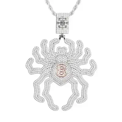 【#P455】Insect Pendant S925 Sterling Silver Pendant Necklace Spider Exquisite Pendant Suitable for Men and Women Hip Hop J...