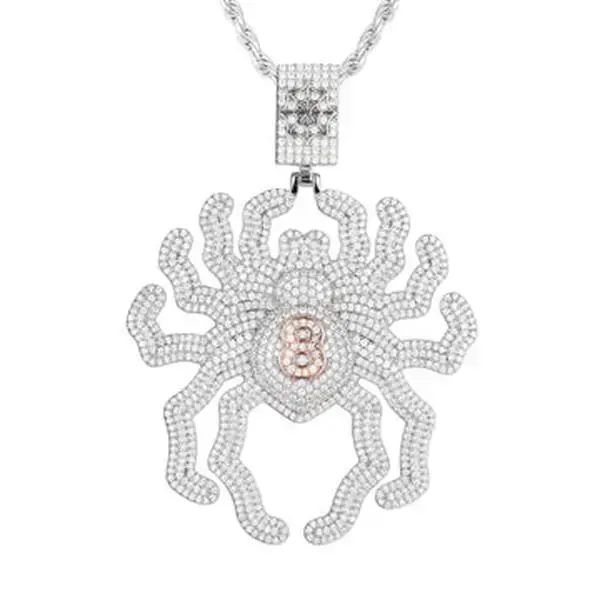 【#P455】Insect Pendant S925 Sterling Silver Pendant Necklace Spider Exquisite Pendant Suitable for Men and Women Hip Hop J...