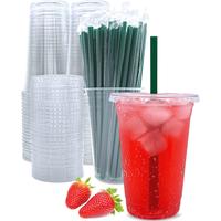 20 oz Clear Plastic Cups with Lids and Straws, Disposable Coffee Cups 25 Sets coffee  shop  cups