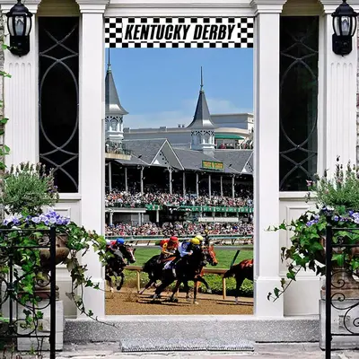 Kentucky Derby Fierce Horse Racing Scene Door Cover - Aperturee
