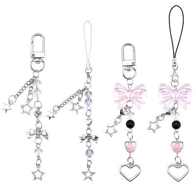 4Pcs 4 Styles Tibetan Style Alloy Keychain