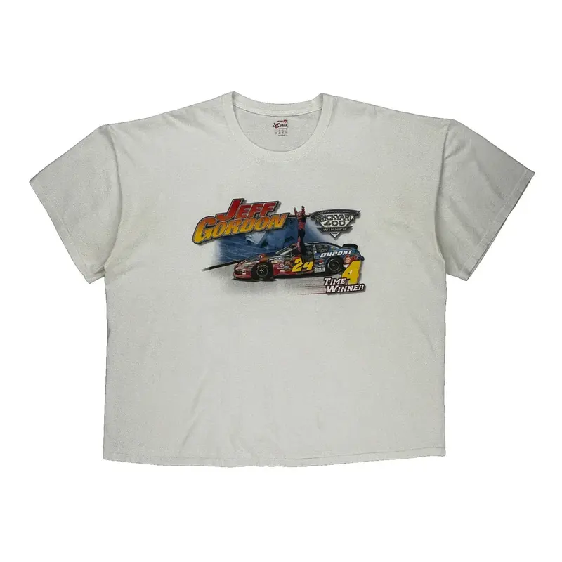 Jeff Gordon Chase Authentics Nascar T-Shirt - 2XL White Cotton