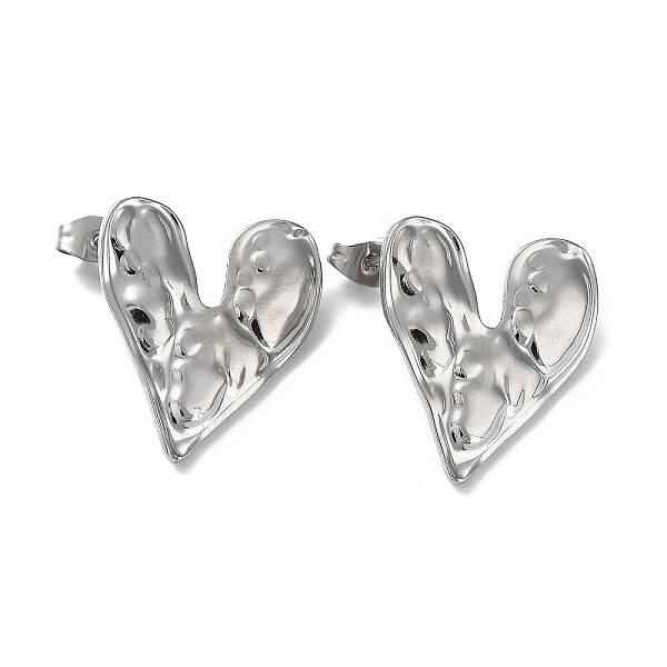 Non-Tarnish 304 Stainless Steel Heart Ear Studs for Women
