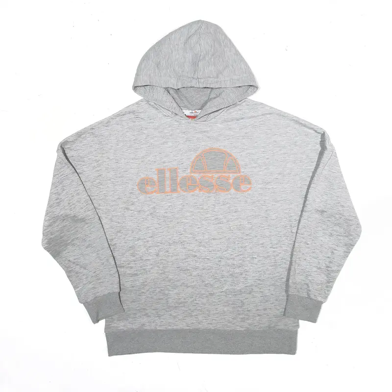 ELLESSE Cropped Sports Hoodie Grey Pullover Womens S