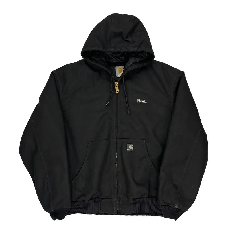 Carhartt Embroidered Jacket - Large Black Cotton Blend