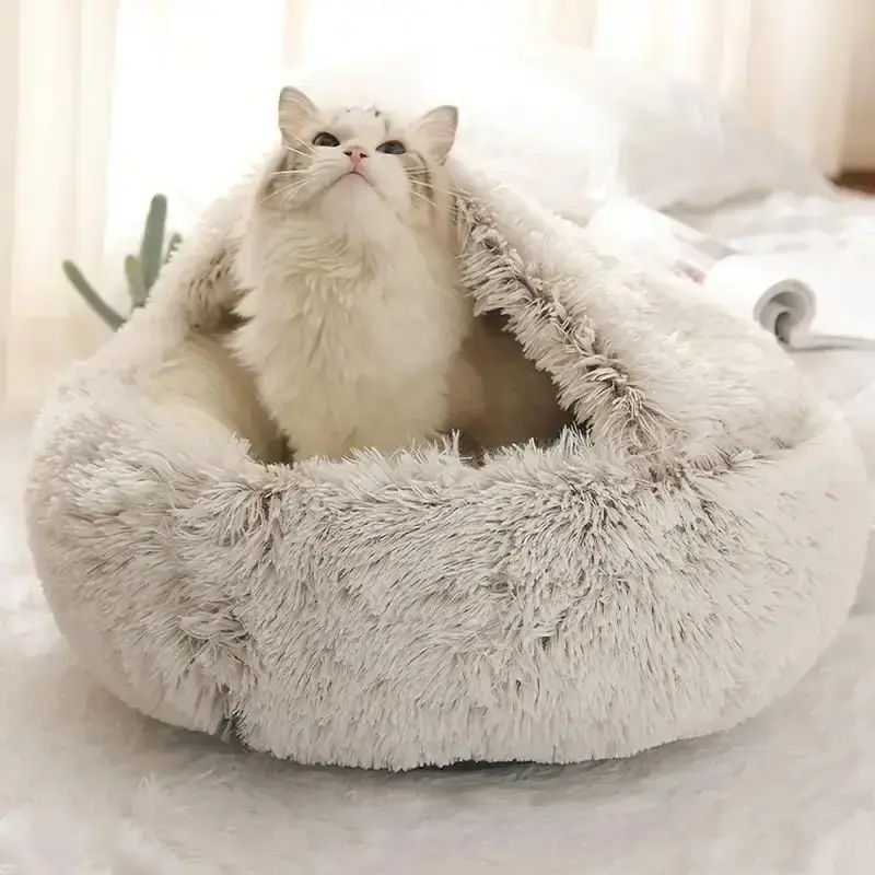 Round Fluffy Cute Cat Bed, Comfortable Cat Beds, Indoor Cat Nest Cat Sofa, Soothing Pet Bed Donut Semi, Small Dog Nest (it Is...