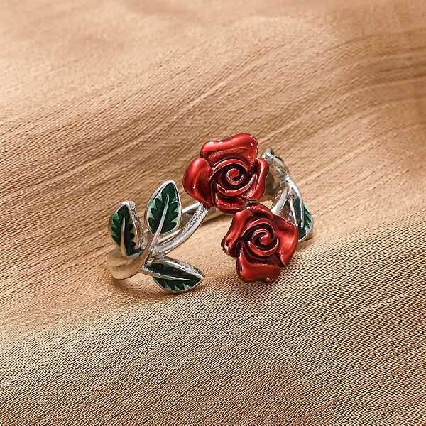 Zinc Alloy Enamel Open Cuff Rings for Women