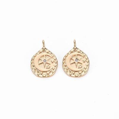 Brass Micro Pave Clear Cubic Zirconia Charms