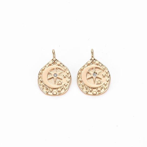 Brass Micro Pave Clear Cubic Zirconia Charms
