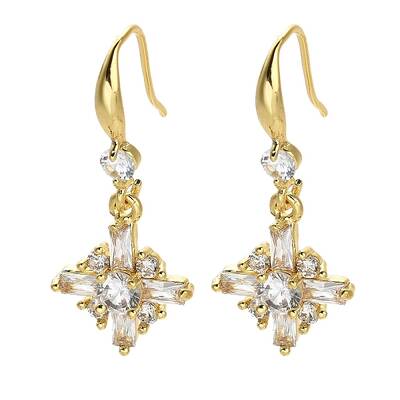 Cross Rack Plating Brass Micro Pave Cubic Zirconia Dangle Earrings