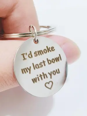 Heart & Letter Pattern Slogan Metal Keychain, Square Shaped Stainless Steel Keychain, Fashion Accessories for Men & Women, Cr...