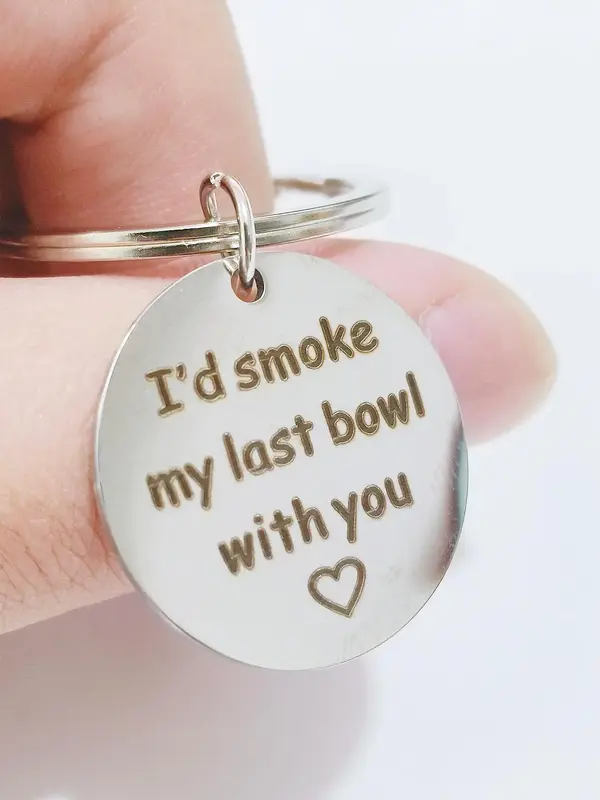 Heart & Letter Pattern Slogan Metal Keychain, Square Shaped Stainless Steel Keychain, Fashion Accessories for Men & Women, Cr...