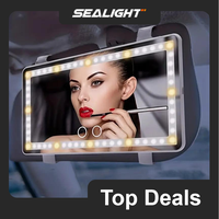 Car Sun Visor Vanity Mirror for Summer Gift, USB Rechargeable Makeup Mirror with LED Light, Rear View Sun-shading Cosmetic Mi...