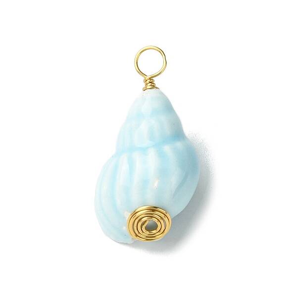 Copper Wire Wrapped Handmade Porcelain Pendants