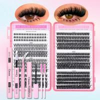 Individual Eyelash Extension Kit, 1 Set False Eyelashes with Eyelash Glue & Tweezers & Glue Remover, Professional Eye Enhance...