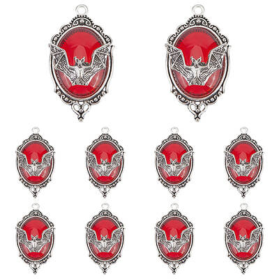 10Pcs Halloween Alloy Oval Pendants