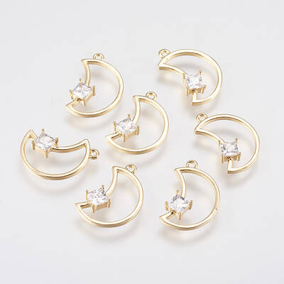 Brass Micro Pave Cubic Zirconia Charms