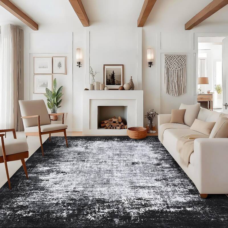 Garvee Living Room Rug 8x10 Modern Abstract Carpet with Non-Slip Backing, Ultra-Soft Pearl Velvet, Low Pile, Machine Washable...