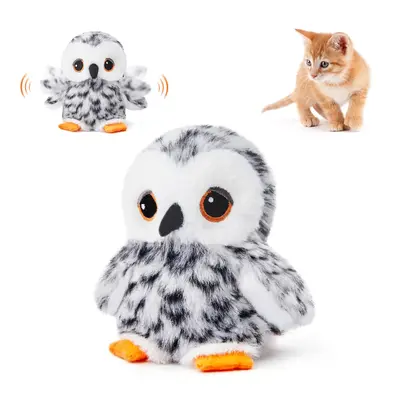 Potaroma Flapping Owl/Duck Cat Toys, Lifelike Chirp Sound, Rechargeable Touch Activated Kitten Toy, Interactive Kicker Exerci...