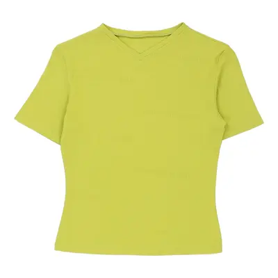 Versace Jeans Couture V-neck T-Shirt - Medium Green Cotton Blend | Size: medium