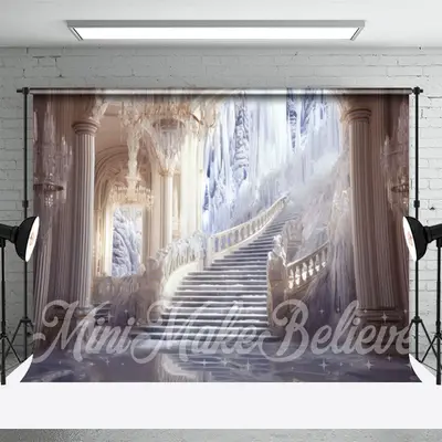 White Frozen Stairs Palace Architecture Backdrop - Aperturee