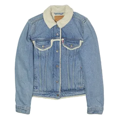 LEVI'S BIG E Womens Sherpa Lined Denim Jacket Blue S