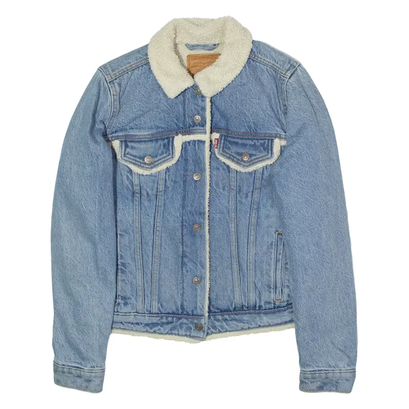 LEVI'S BIG E Womens Sherpa Lined Denim Jacket Blue S