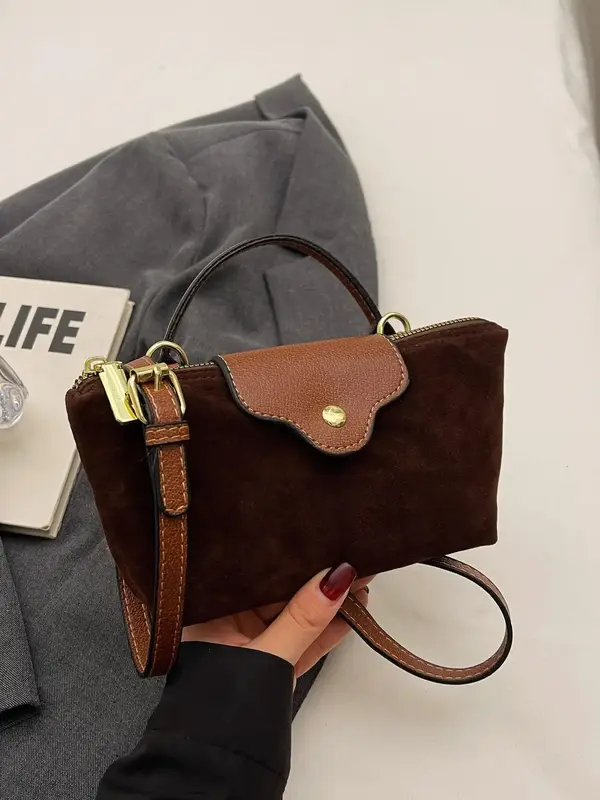 Women's Solid Color Flannelette Crossbody Bag, Fashionable Casual Versatile Shoulder Bag for Daily Used, Trendy All-match Com...