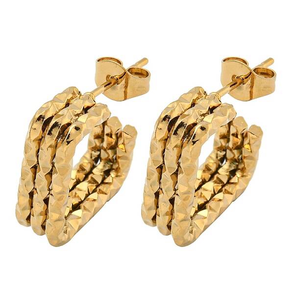 202 Stainless Steel Square Multi Layered Stud Earrings