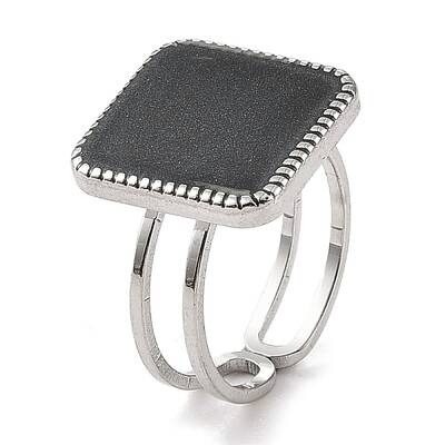 304 Stainless Steel Enamel Open Cuff Rings for Women