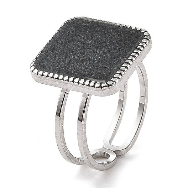 304 Stainless Steel Enamel Open Cuff Rings for Women