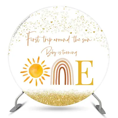 Aperturee First Trip Around Sun 1St Birthday Round Backdrop | Circle Birthday Backdrop Cover | Circle Backdrops For Birthday ...