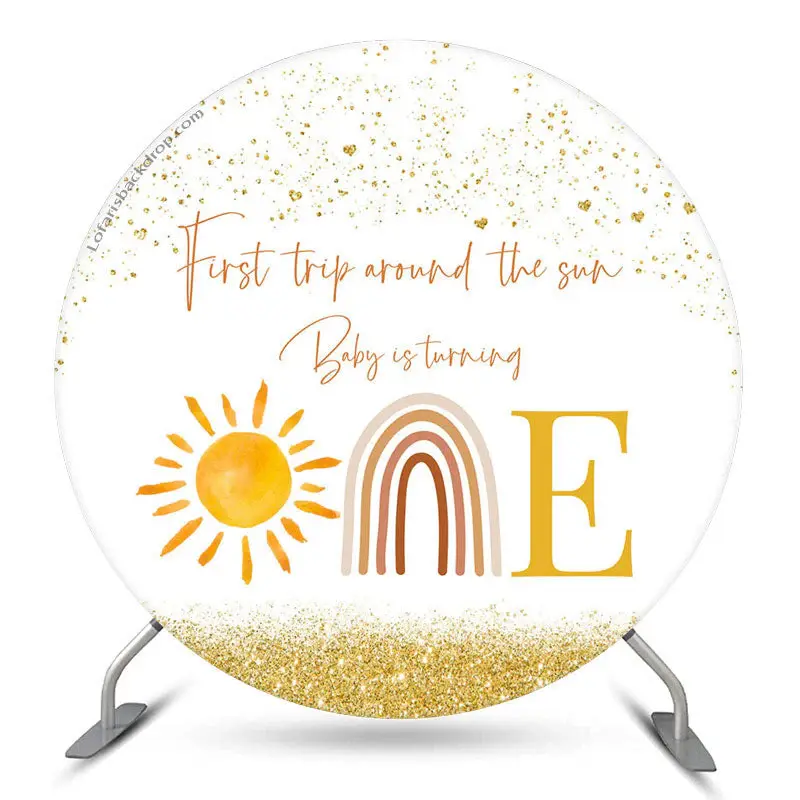 Aperturee First Trip Around Sun 1St Birthday Round Backdrop | Circle Birthday Backdrop Cover | Circle Backdrops For Birthday ...