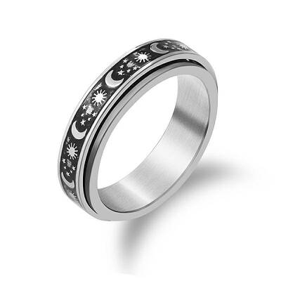 Stainless Steel Rotating Fidget Band Ring