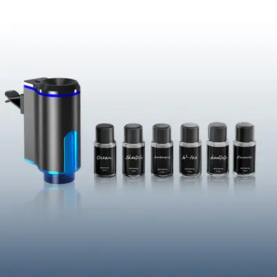 Car Air Freshener Natural Perfume Set (6x0.3oz), Portable Waterless Diffuser, Adjustable Scent Concentration, Compact Size fo...