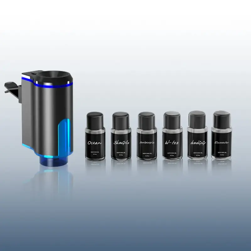 Car Air Freshener Natural Perfume Set (6x0.3oz), Portable Waterless Diffuser, Adjustable Scent Concentration, Compact Size fo...