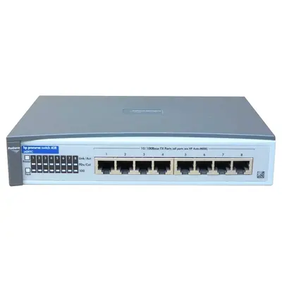 J4097C#ABA HP ProCurve 408 8 x RJ-45 Ports 10/100Base-TX Layer 2 Unmanaged Rack-mountable Fast Ethernet Network Switch