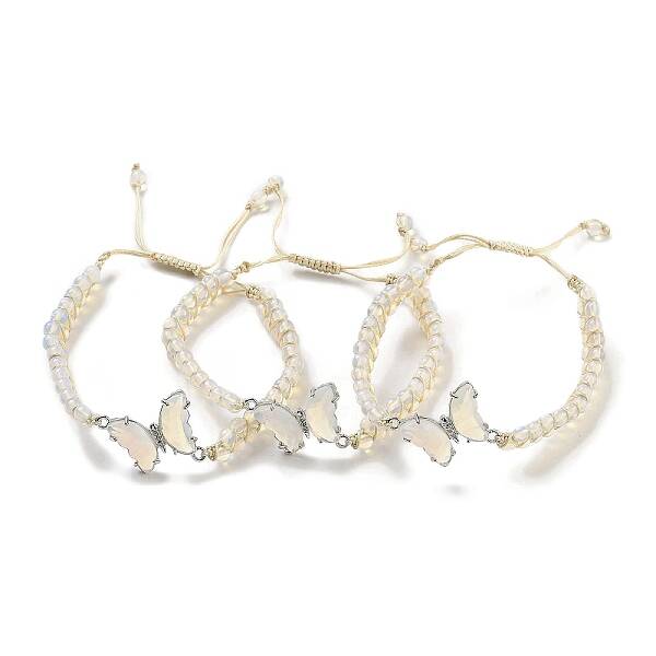 Opalite Braided Round Bead Bracelets
