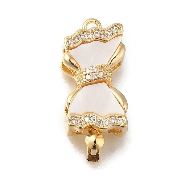 Brass Micro Pave Clear Cubic Zirconia Box Clasps with Acrylic
