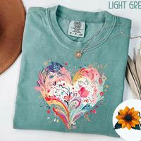 Comfort Color Watercolor Heart Shirt, Colorful Heart Shirt, Heart Shirt, Gift For Mom, Aesthetic Shirt, Womenswear