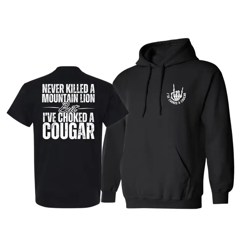 Cougar Shirt -or- Hoodie - Thecollarco- Black - white Graphic Design for Men and Women - Top, Womenswear Tshirt Cotton Shorts...