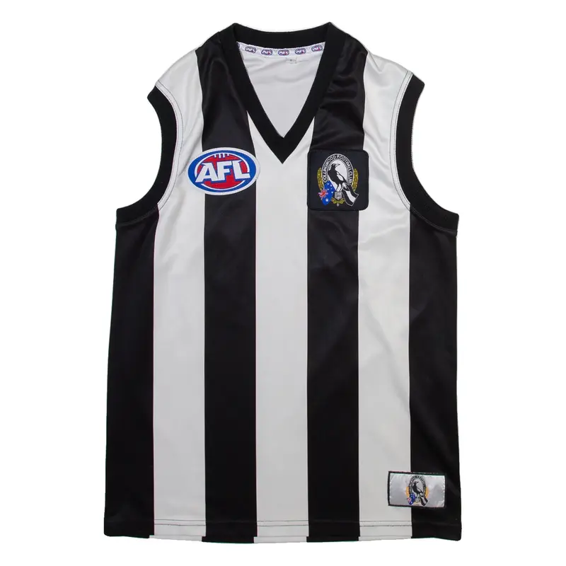 AFL Collingwood Magpies Football Club Mens Jersey Black Sleeveless V-Neck S
