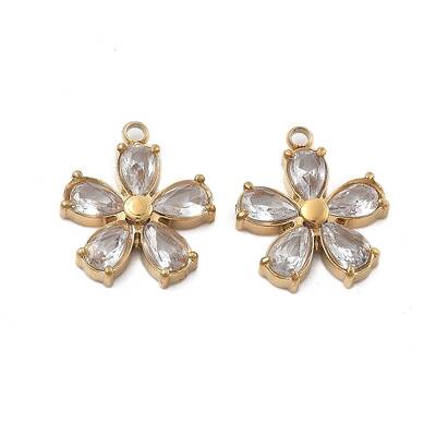 304 Stainless Steel Micro Pave Cubic Zirconia Charms