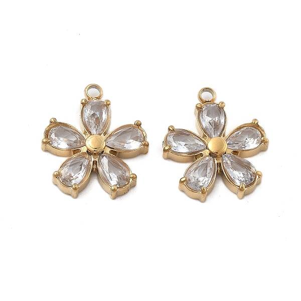 304 Stainless Steel Micro Pave Cubic Zirconia Charms