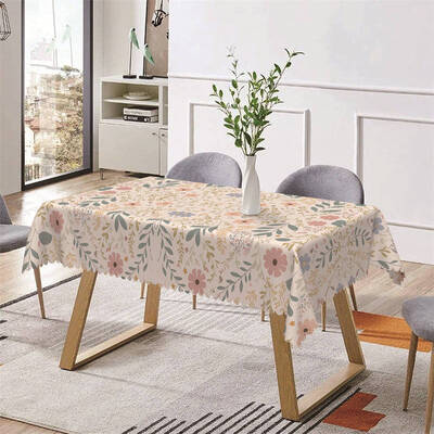 Symmetrical Flowers Leaves Boho Rectangle Tablecloth - Aperturee