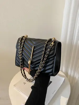 Women's Solid Color Embossed Tassel Metal Buckle Small Square Bag, Shoulder Bag for Daily Used & Work, Trendy Versatile Daily...