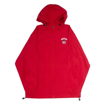 CHAMPION Boston University Mens Rain Jacket Red USA Hooded M