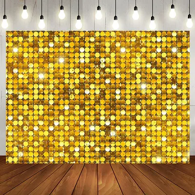 Gold Circle Sequins Glitter Happy Birthday Backdrop - Aperturee