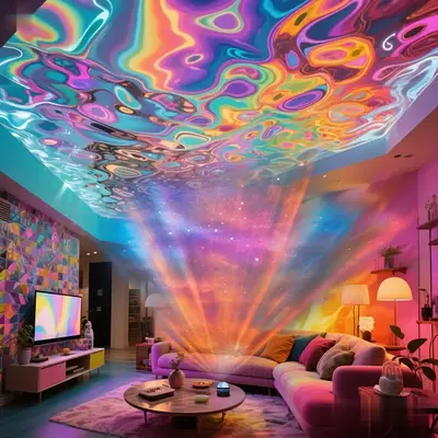 Aurora LED Desk Lamp with USB Power Supply, Remote Control Multi-Colored Adjustable Starry Sky Projector, Perfect for Bedroom...